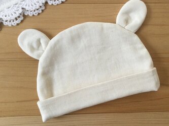 再3♪クマさん♪オーガニック♪ふんわり4重ガーゼ♪お帽子の画像