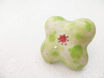 七宝ブローチ　Powder of Flower　白緑の画像