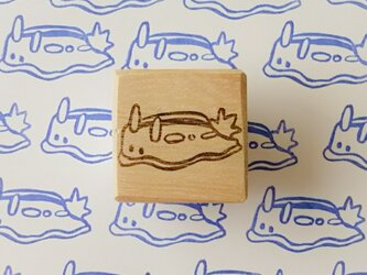 海の宝石 アオウミウシ 消しゴムはんこ(マスク･ハガキ･ポチ袋･付箋･ぬり絵･Tシャツ)の画像