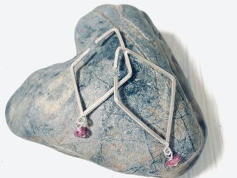 ピンクトルマリンのダイヤ型イヤーカフ /Ｓilver 950の画像