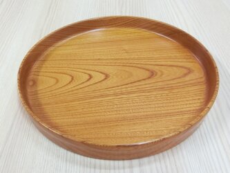 欅（ケヤキ）の丸盆（28cm）の画像