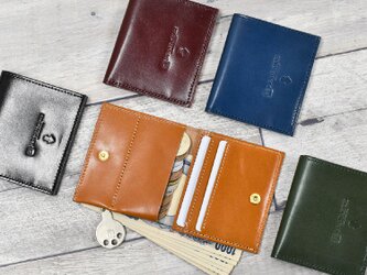 栃木レザー 薄い蓋のない財布 四角い コンパクト財布 ミニ財布 二つ折り財布 ギフト 財布 キャメル JAW020の画像