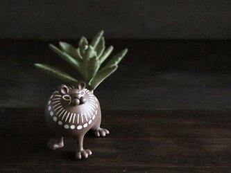 ライオン/茶（小）植木鉢の画像