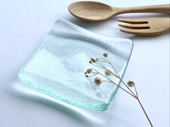 「泡沫〜あわがらすの小皿〜」透明ガラスに気泡を閉じ込めたお皿　ガラス工芸　食器　小物置き　小皿　プレート　お皿　ギフト　豆皿の画像