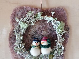 雪だるまのリースの画像