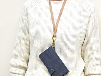 本革 ネックストラップ 長さ調整可能 ナスカン2個付き 真鍮 IDケース スマホケース 全6色 HAK063の画像