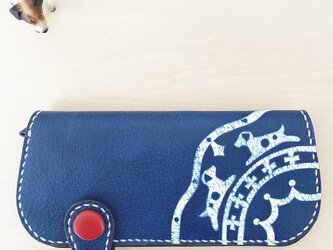 藍染め（型染）長財布の画像