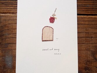 銅版画コラージュ【食パンとはちみつ1】の画像
