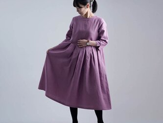 【wafu】Linen Dress 鍵盤タックワンピース 超高密リネン / 藤色(ふじいろ) a013r-fji1の画像