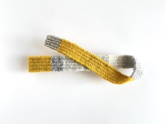 Barrette [Nejiri]  　yellow 【羊毛の手織りバレッタ　ねじり　くすみイエロー】の画像