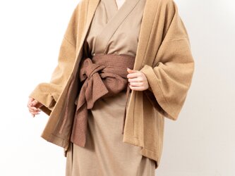 羽織ガウン(ウール)-ブラウン- 尾州ウール使用 部屋着・半纏・着物・和服の画像