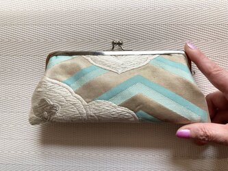 ★眼鏡ケース　がま口タイプ  シルバー×爽やかブルー ★の画像