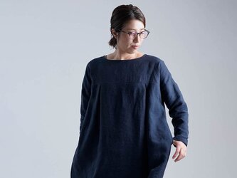 【wafu入門編】Linen Dress タック ワンピース / ネイビー a011d-neb2の画像