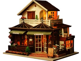 「懐かしい町のレトロな喫茶店」ミニチュア ドールハウス ★完成品★の画像