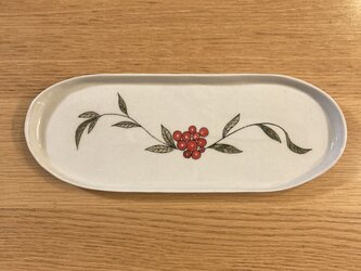 楕円皿 (紅い実)の画像