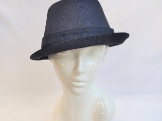 大島紬着物リメイクハット：藍大島／２営業日以内発送／国内送料無料／211ha01 ★サイズオーダー可：通常納期２週間の画像