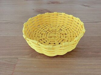 クラフトバンド　丸型トレー　豆小皿　　黄色の画像