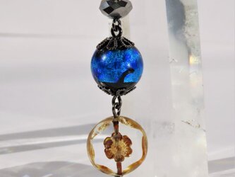 携帯ストラップ ほたる玉 光る ホタルガラス アクセサリー 琉球 沖縄 お土産 おすすめ 人気 かわいい お守り ブルーの画像