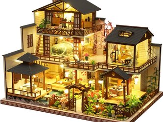 「広々とした緑いっぱいの古き良き町家」ミニチュア ドールハウス ★完成品★の画像