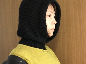 受注制作/フード付きネックウォーマー(黒)の画像
