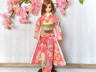 「おとめの振り袖…ももいろ」27cmドール振袖着物の画像