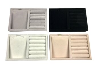 トレイ アクセサリーケース ネックレス リング　ブラックの画像