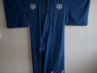 カスタムデニム着物　ホワイトタイガー　ブルーの画像