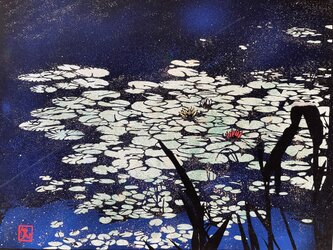 切り絵　煌めきの睡蓮の画像