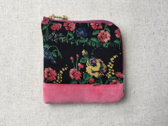 【送料無料】コインケース　L字ファスナー　ミニポーチ　 レトロな花柄の画像