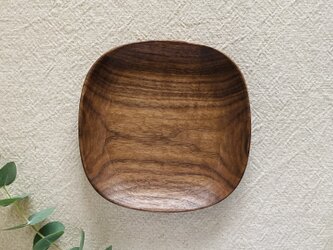 木のカクマル皿（ウォールナット）#KD-BW-06の画像