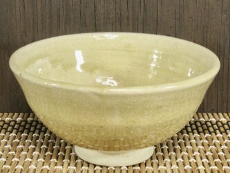 陶器 ご飯茶碗（やや大）薄茶〜黄１【220110】の画像