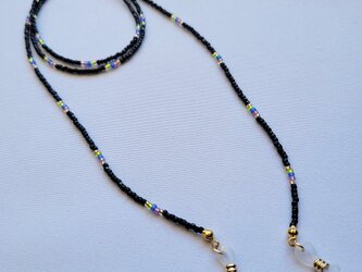 超シンプルなメガネストラップ　紫・青・黄緑の画像