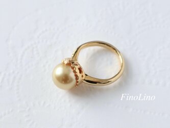 【Y様オーダー品】南洋ゴールデンパールのフラワーリングの画像
