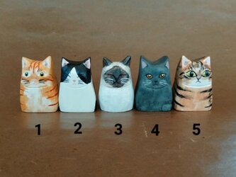 彩色木彫刻置物　猫　小◆桐①