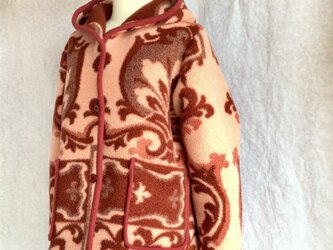 着る毛布　フードジャケット【送料無料】毛布リメイク　オレンジの画像