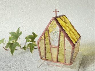 [Mimosa-colored roof church]  Large•教会•ハウス•キャンドルホルダー•ステンドグラスの画像
