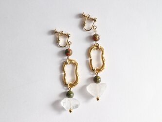 Unakite & Crystal earrings(pierce)の画像