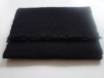 「Tさまご依頼品」手織りカシミアマフラー・・真っ黒の画像