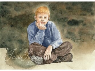 水彩画・原画「少年」の画像