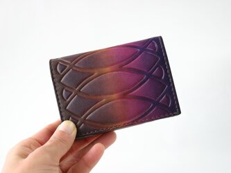 手染め手縫い革財布　Mini Card　purple×brownの画像