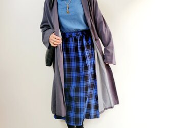 【即納】さっと羽織れるアンティークなコットンリネンのコート☆裏地のツートンが可愛い1枚　グレーの画像