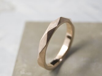 つや消し K10PGピンクゴールドファセットリング 2.8mm幅 マット｜K10PG RING｜666の画像