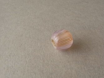 ひだ紋球・ピーチ・ガラス製・とんぼ玉の画像