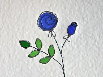 ステンドグラスの薔薇　青いバラ　１の画像