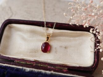 【K10】宝石質ルビーの一粒ネックレス(オーバル)＊7月誕生石の画像