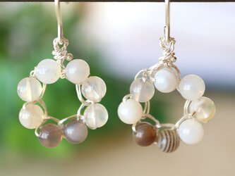 [silver999] ボツワナアゲートと純銀のサークルピアス／イヤリングの画像