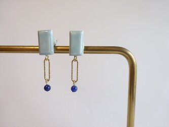 square＋ソーダライトpierce/ earring（水色）の画像