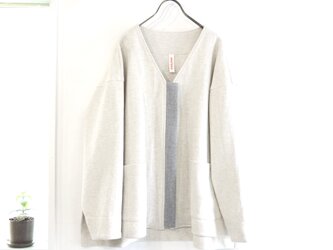 double-knit zip cardigan (heather gray)の画像