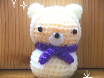 ♪誕生月カラーマフラーのクマだるま（2月）♪の画像