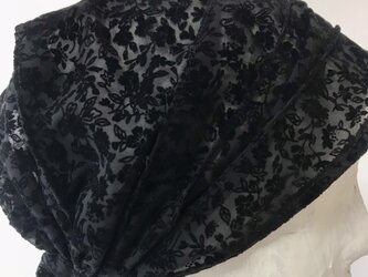 ターバン風帽子（ベロア調　小花柄）Mサイズの画像